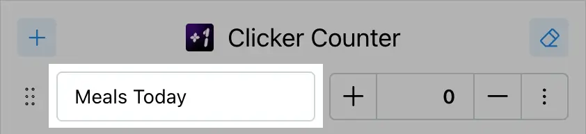 Typing a custom counter name in the input field