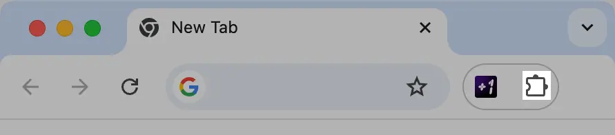 Puzzle icon and unpinned extension access in Chrome